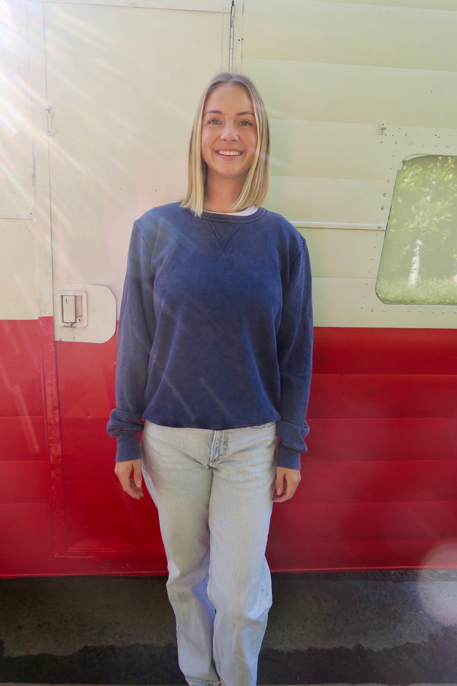 Fade Into Me Crewneck Sweatshirt (in Navy, Charcoal, Emerald Green and Sage)