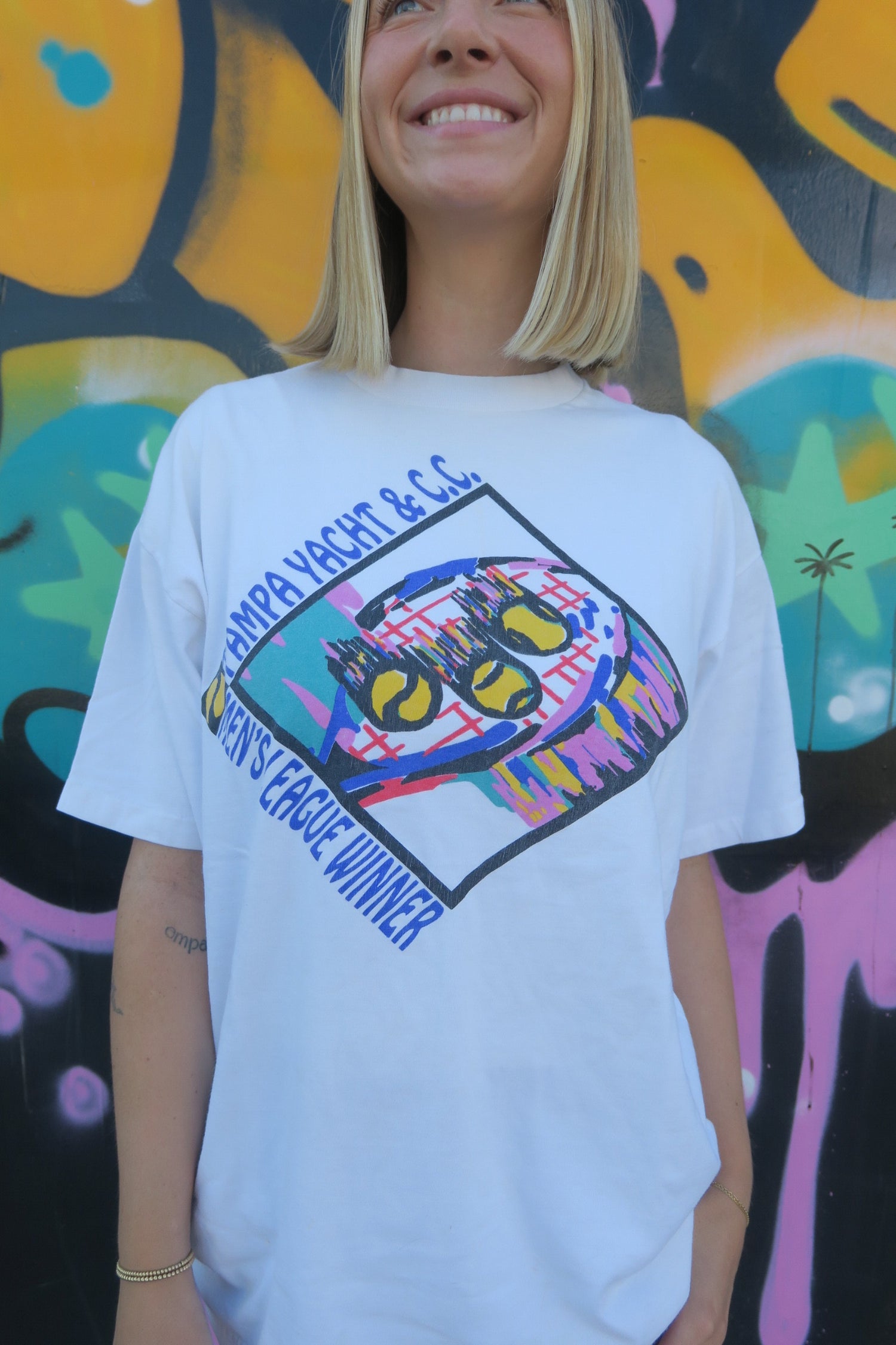 Vintage Tampa Yacht & Country  Club Tennis Tee- Size Medium/Large