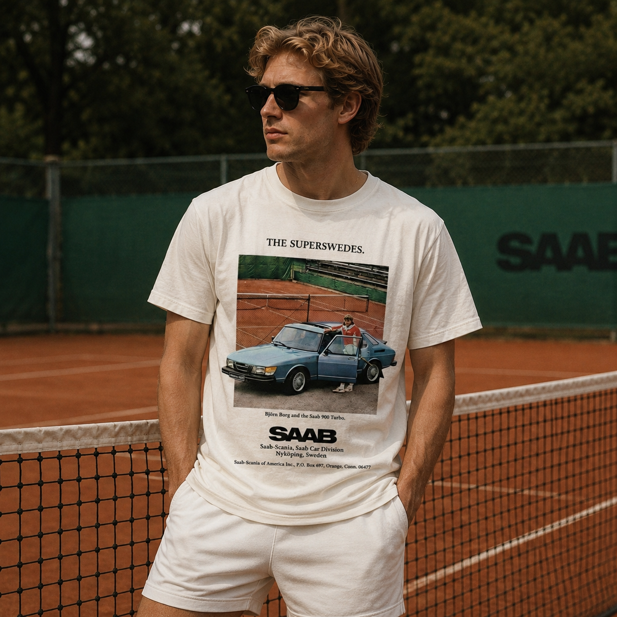 Vintage Saab Tennis Graphic Tee-Size XL