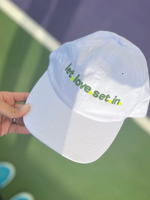 let love set in dad hat by ace the moon tennis and pickleball apparel brand