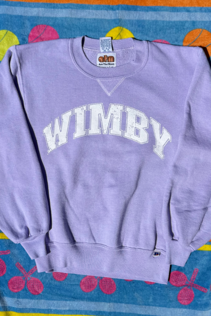 WIMBY womens tennis crewneck sweatshirt in lavenderby Ace the Moon LA tennis apparel brand