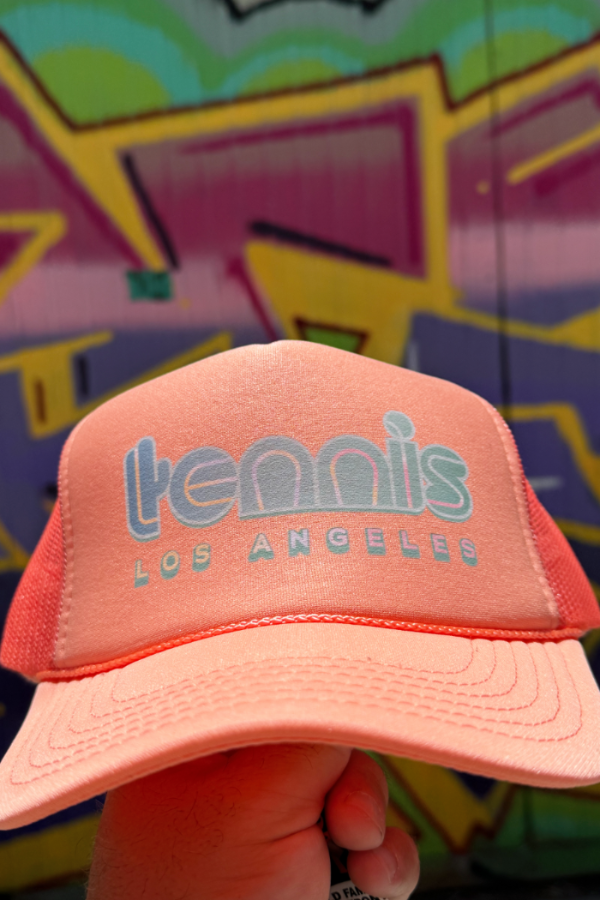 tennis trucker hat in vinage orange by Ace the Moon "tennis los angeles"