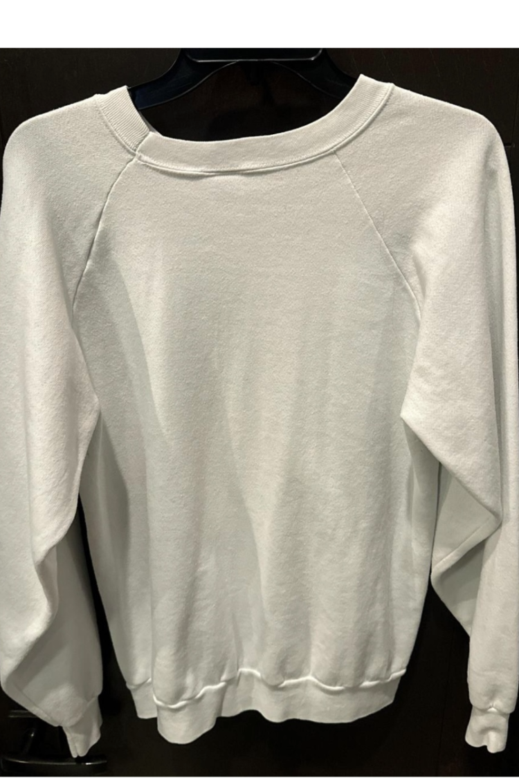 tennis crewneck sweatshirt back solid white sold by Ace the Moon tennis apparel brand
