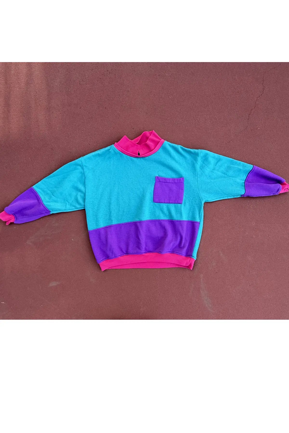 Vintage 1980's Color Blocked Polo Sweatshirt -  Youth Size Large