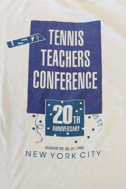 Tennis Teachers Conference 1990 New York City Vintage Tennis Tee sold by Ace the Moon Tennis and Pickleball apparel brand