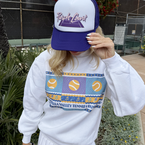 Purple Court Retro Tennis Trucker Hat by Ace the Moon Vintage Tennis and pickleball apparel brand los angeles california