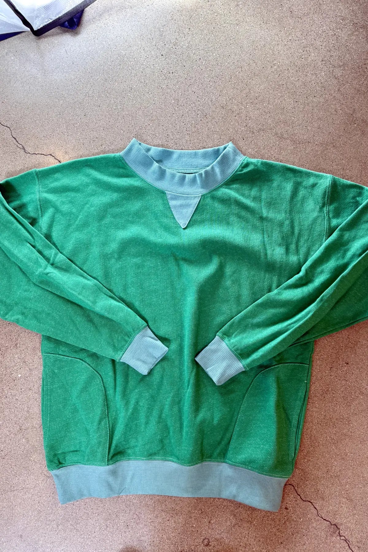 The Retro Courtside Pocket Crewneck in Green