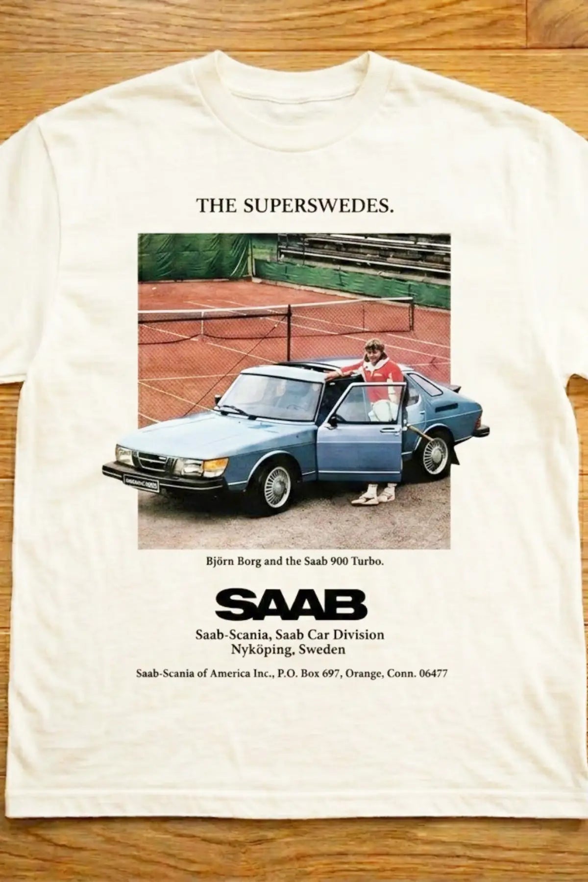 Vintage Saab Tennis Graphic Tee-Size XL