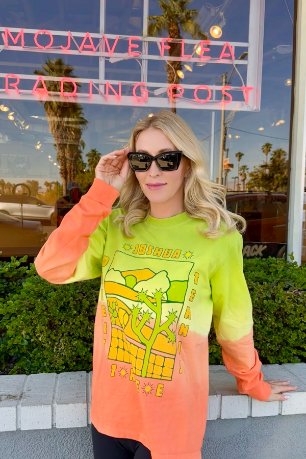 Joshua Tree Desert Dyed Long Sleeve Tennis tee by Ace the Moon Tennis and Pickleball apparel brand