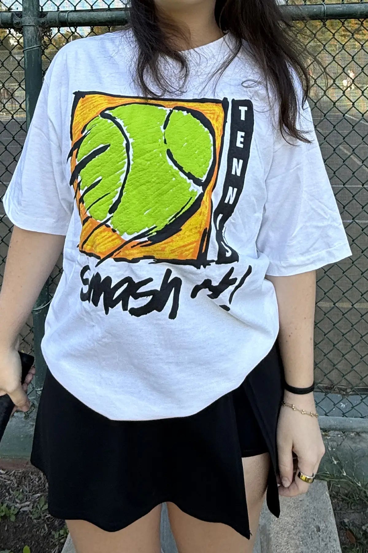 Vintage 80's Smash It! Tennis Puff Print Tee - Size Large