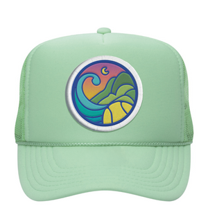 California Sunset Patched Tennis Trucker Hat by Ace the Moon Tennis apparel brand LA
