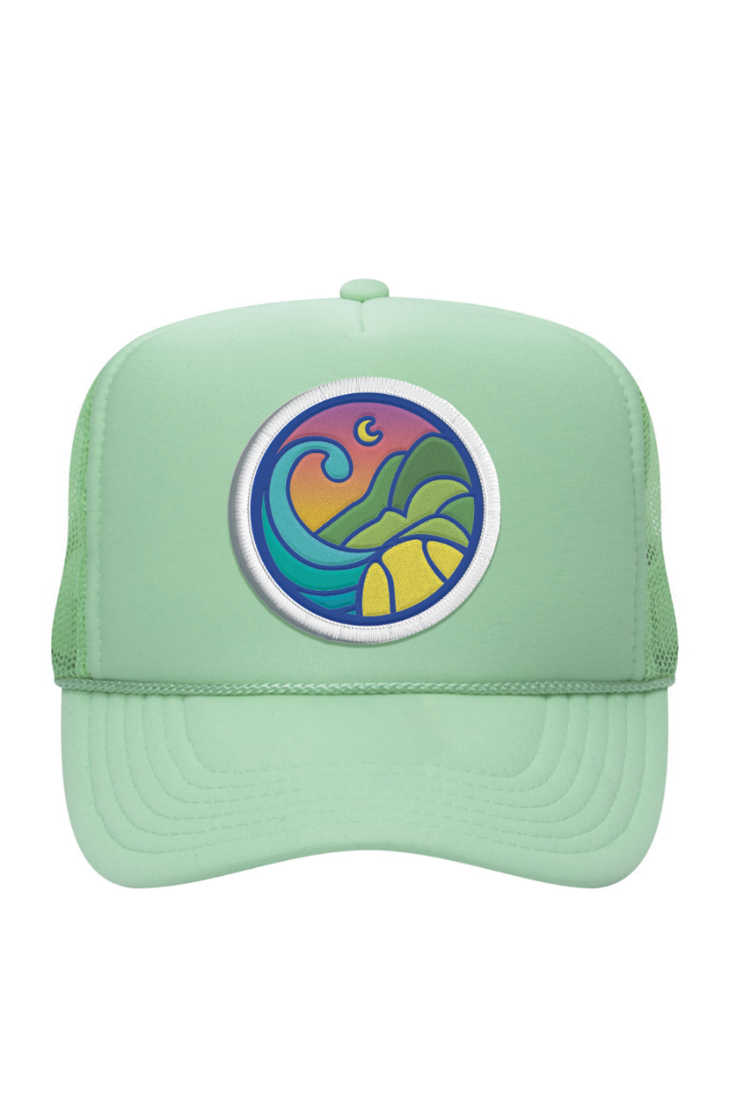California Sunset Patched Tennis Trucker Hat by Ace the Moon Tennis apparel brand LA