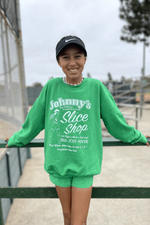 Johnny's Slice Shop Tennis humor crewneck Sweatshirt by Ace the moon tennis and pickleball brand los angeles california
