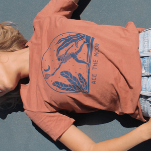 Just Going For It Women's Tennis Tee in Cinnamon from Ace the Moon tennis and pickle ball apparel brand Los Angeles