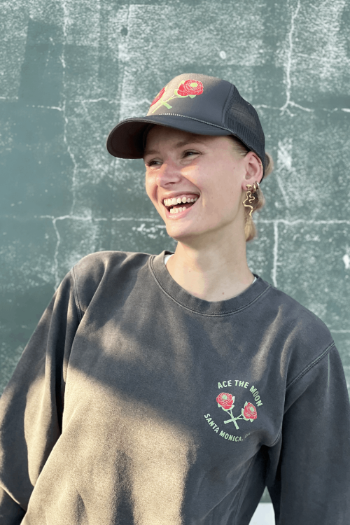 Hit Every Rose Tennis Crewneck Sweatshirt by Ace the Moon Tennis and pickleball apparel company los angeles california