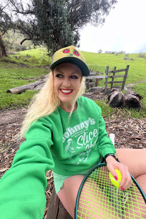 Johnny's Slice Shop Tennis humor crewneck Sweatshirt by Ace the moon tennis and pickleball brand los angeles california