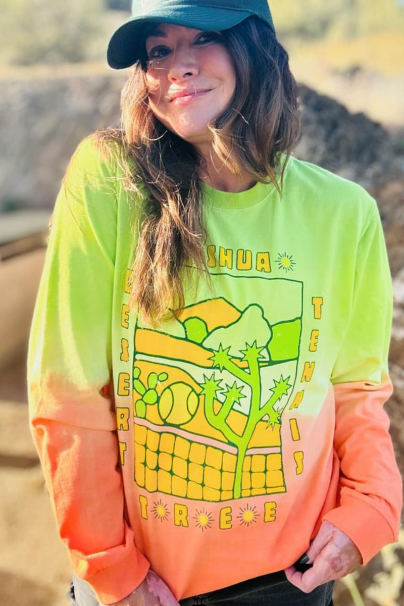 Joshua Tree Desert Dyed Long Sleeve Tennis tee by Ace the Moon Tennis and Pickleball apparel brand