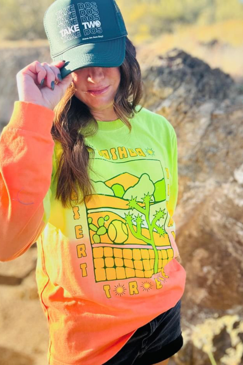 Joshua Tree Desert Dyed Long Sleeve Tennis tee by Ace the Moon Tennis and Pickleball apparel brand