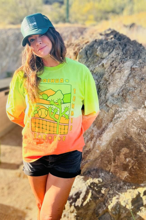 Joshua Tree Desert Dyed Long Sleeve Tennis tee by Ace the Moon Tennis and Pickleball apparel brand