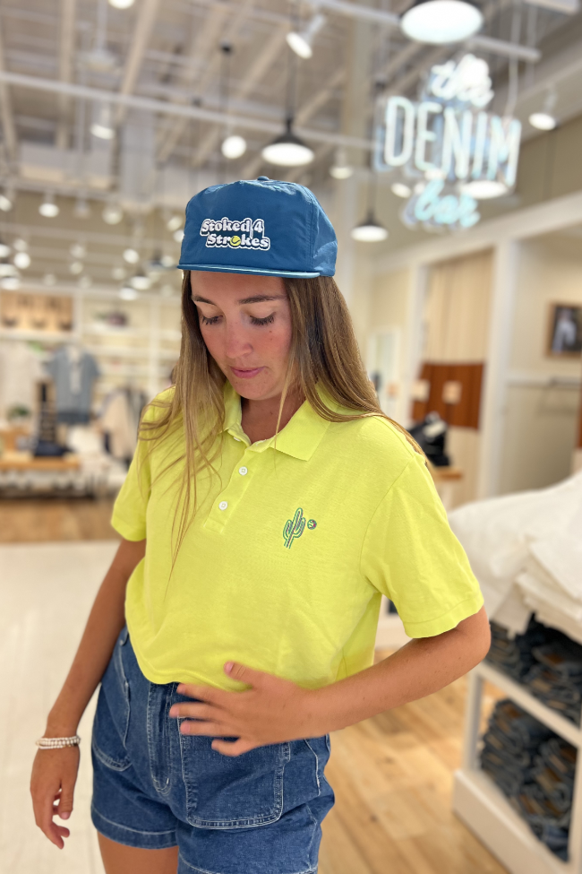 Embroidered Cropped Tennis polo by Ace the Moon Tennis and Pickleball Apparel brand Los Angeles