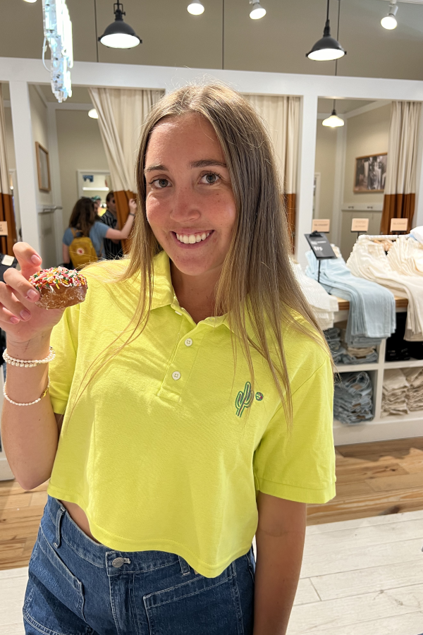 Embroidered Cropped Tennis polo by Ace the Moon Tennis and Pickleball Apparel brand Los Angeles