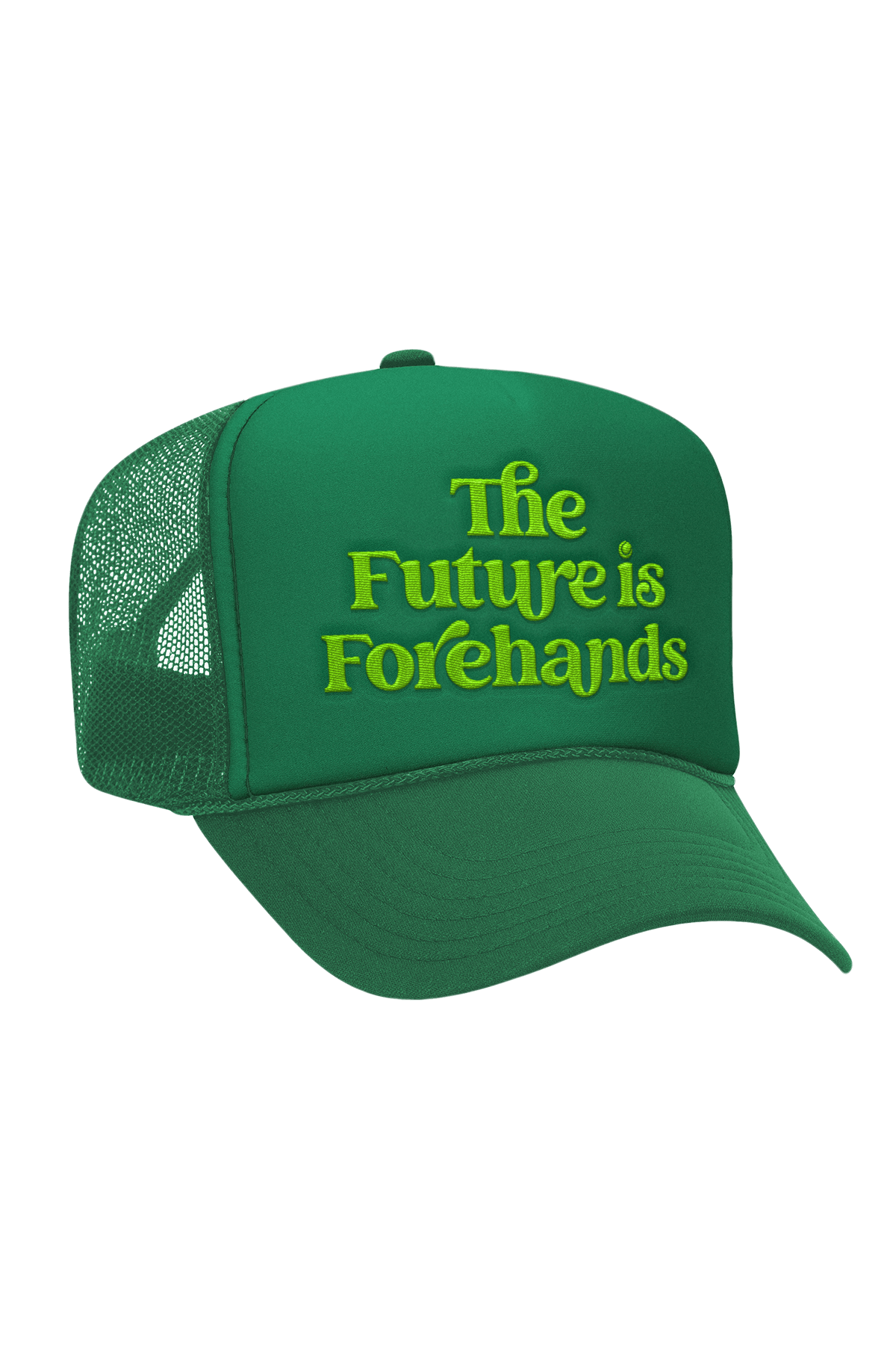the future is forehands tennis trucker hat by Ace the Moon tennis apparel brand LA 