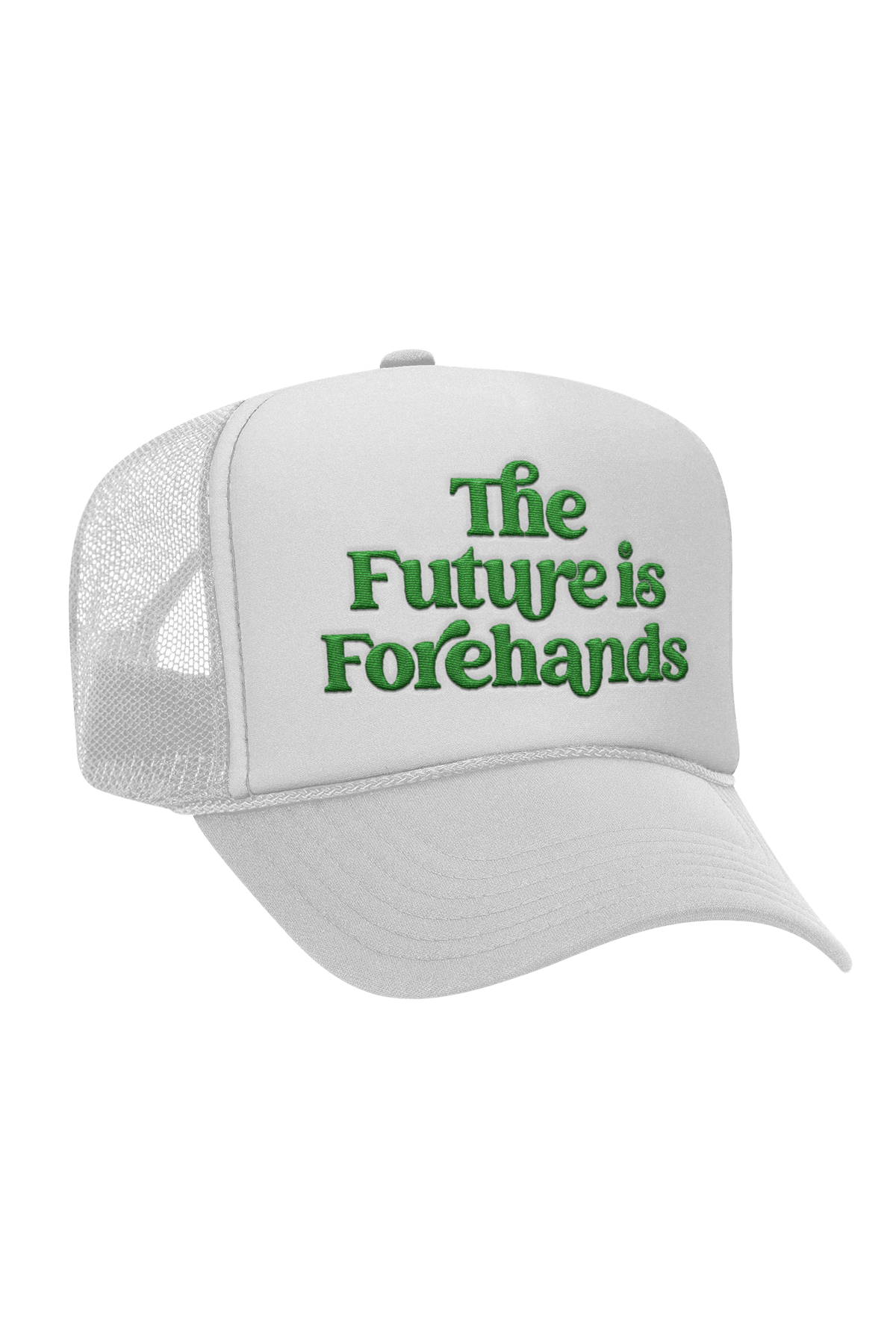 the future is forehands tennis trucker hat by Ace the Moon tennis apparel brand LA 