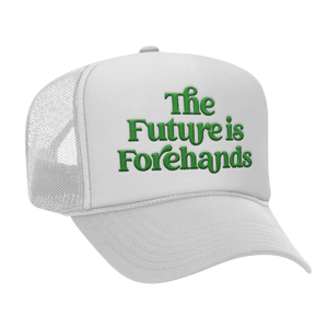 the future is forehands tennis trucker hat by Ace the Moon tennis apparel brand LA 