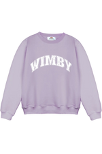 Lavender sweatshirt with 'WIMBY' text on a white background