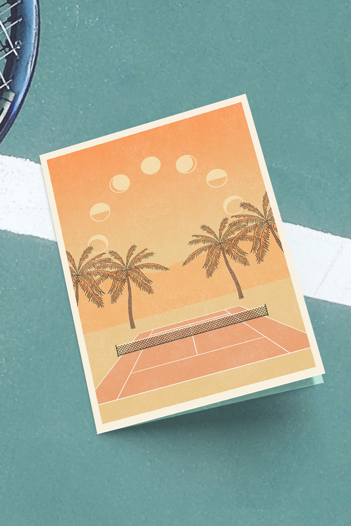 Cai & Jo Tennis Stationery card set showcasing beautiful tennis inspired landscape artwork sold by Ace the Moon tennis brand