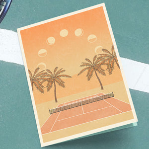 Cai & Jo Tennis Stationery card set showcasing beautiful tennis inspired landscape artwork sold by Ace the Moon tennis brand