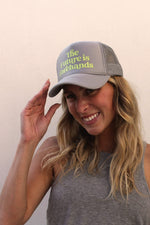 The Future is Forehands Trucker Hat in Silver by Ace the Moon tennis and pickleball apparel brand los angeles california