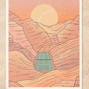 Fault Lines Tennis landscape Art Print by Cai & Jo sold by Ace the Moon Tennis and pickleball brand Los Angeles