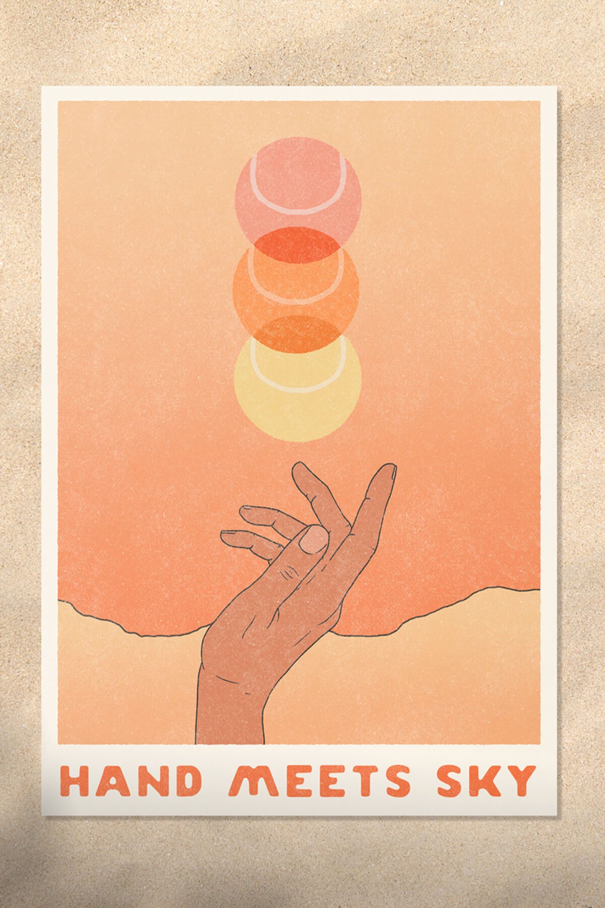 Hand Meets Sky Tennis landscape artist print sold by Ace the Moon Premium tennis brand Los Angeles