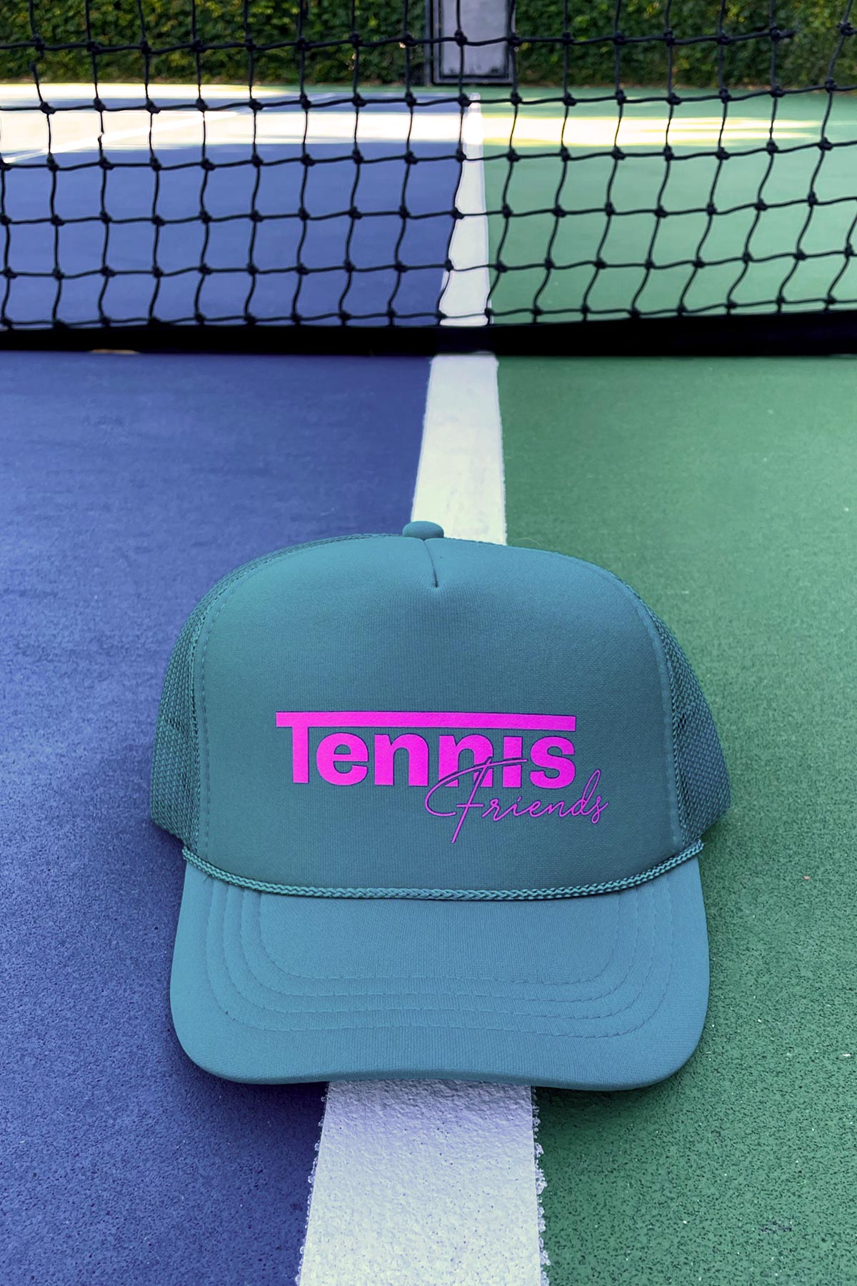 Tennis Friends Trucker Hat in Fuchsia