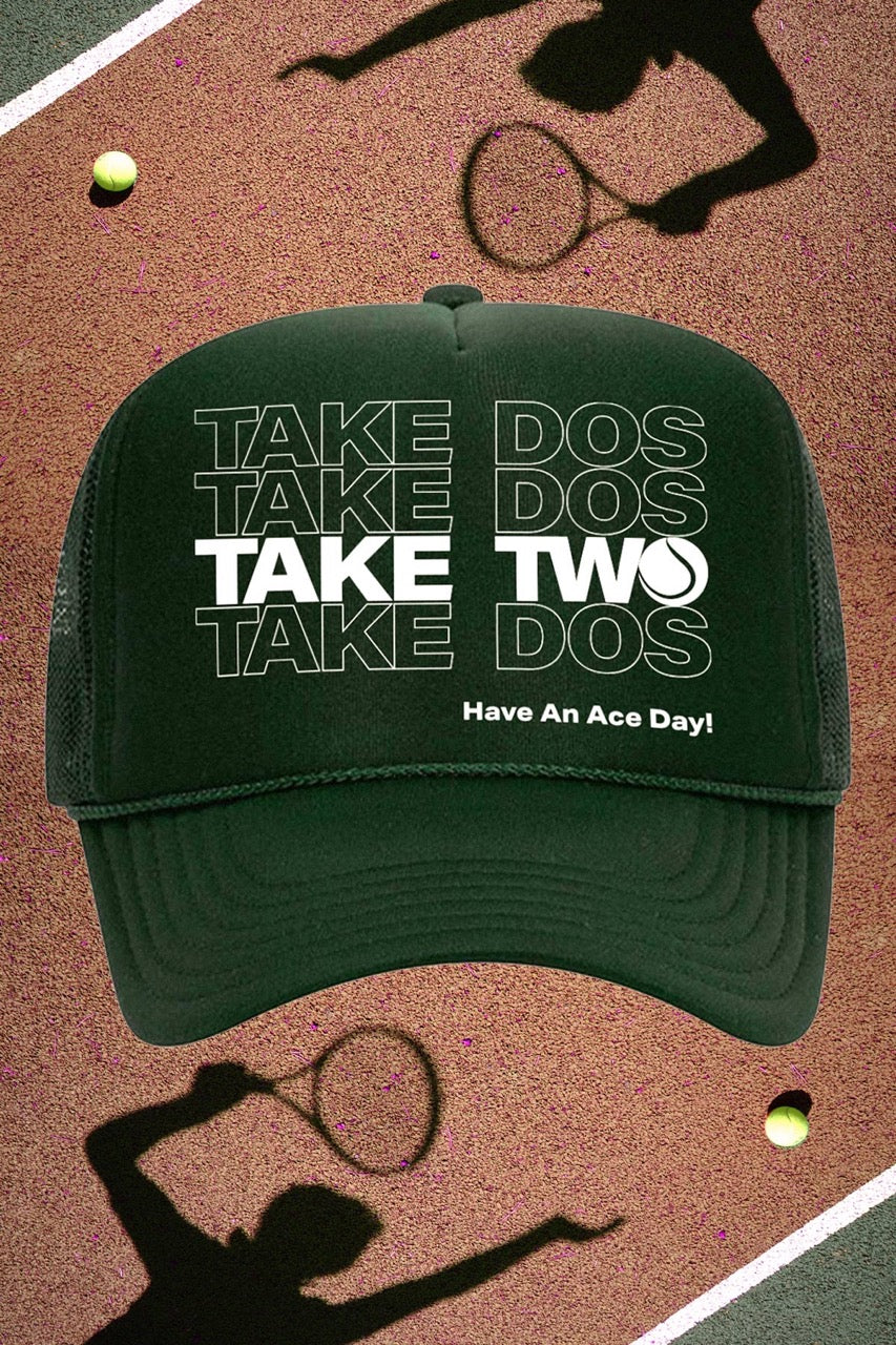Take Dos Tennis Trucker Hat by Ace the Moon Tennis and pickleball apparel brand los angeles california