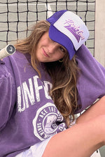 Purple Court Retro Tennis Trucker Hat by Ace the Moon Vintage Tennis and pickleball apparel brand los angeles california