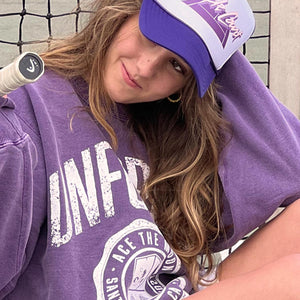 Purple Court Retro Tennis Trucker Hat by Ace the Moon Vintage Tennis and pickleball apparel brand los angeles california