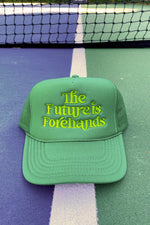 the future is forehands tennis trucker hat in green by Ace the Moon tennis apparel brand LA
