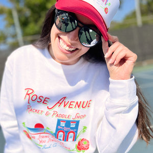 Rose Avenue Racket & Paddle Shop Hat - Tennis hat by Ace the moon Tennis and pickleball apparel brand los angeles california