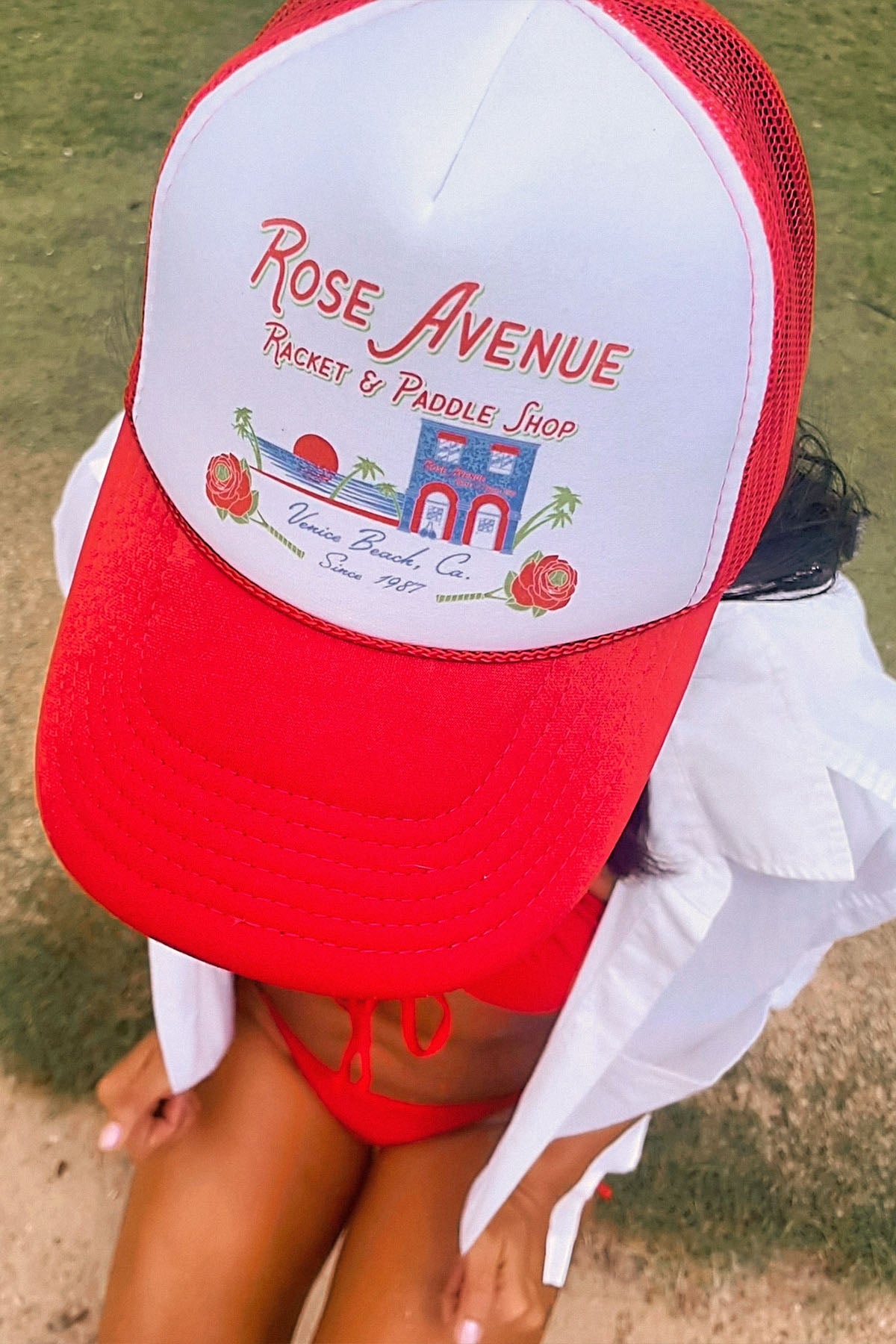 Rose Avenue Racket & Paddle Shop Hat - Tennis hat by Ace the moon Tennis and pickleball apparel brand los angeles california
