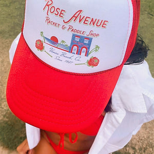 Rose Avenue Racket & Paddle Shop Hat - Tennis hat by Ace the moon Tennis and pickleball apparel brand los angeles california