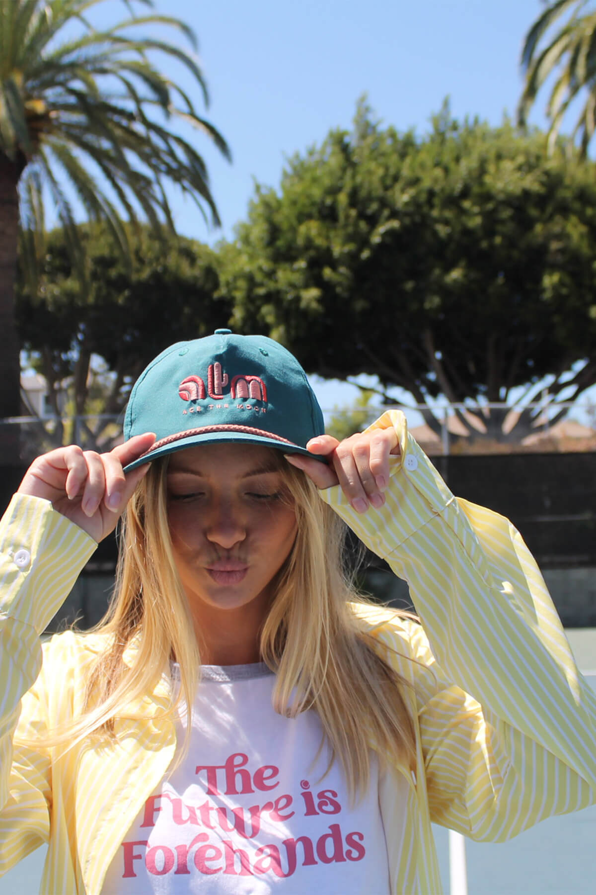 the future is forehands tennis tee in white by Ace the Moon tennis apparel brand