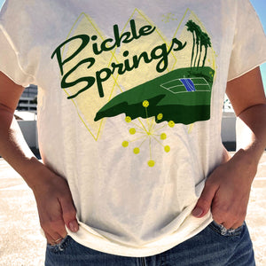 Pickle Springs Rocker Tennis Tee in White by Ace the Moon Premium Tennis and Pickleball Apparel Brand