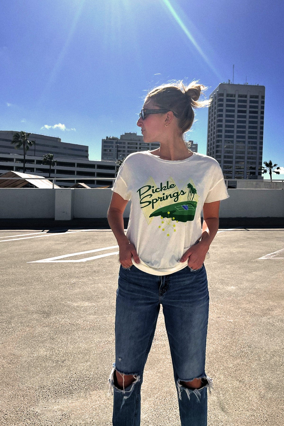 Pickle Springs Rocker Tennis Tee in White by Ace the Moon Premium Tennis and Pickleball Apparel Brand