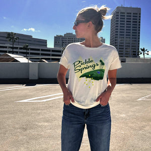 Pickle Springs Rocker Tennis Tee in White by Ace the Moon Premium Tennis and Pickleball Apparel Brand
