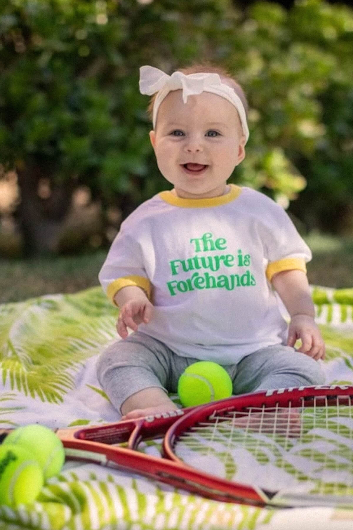The Future is Forehands Kids Ringer Tennis Tee - Ace The Moon