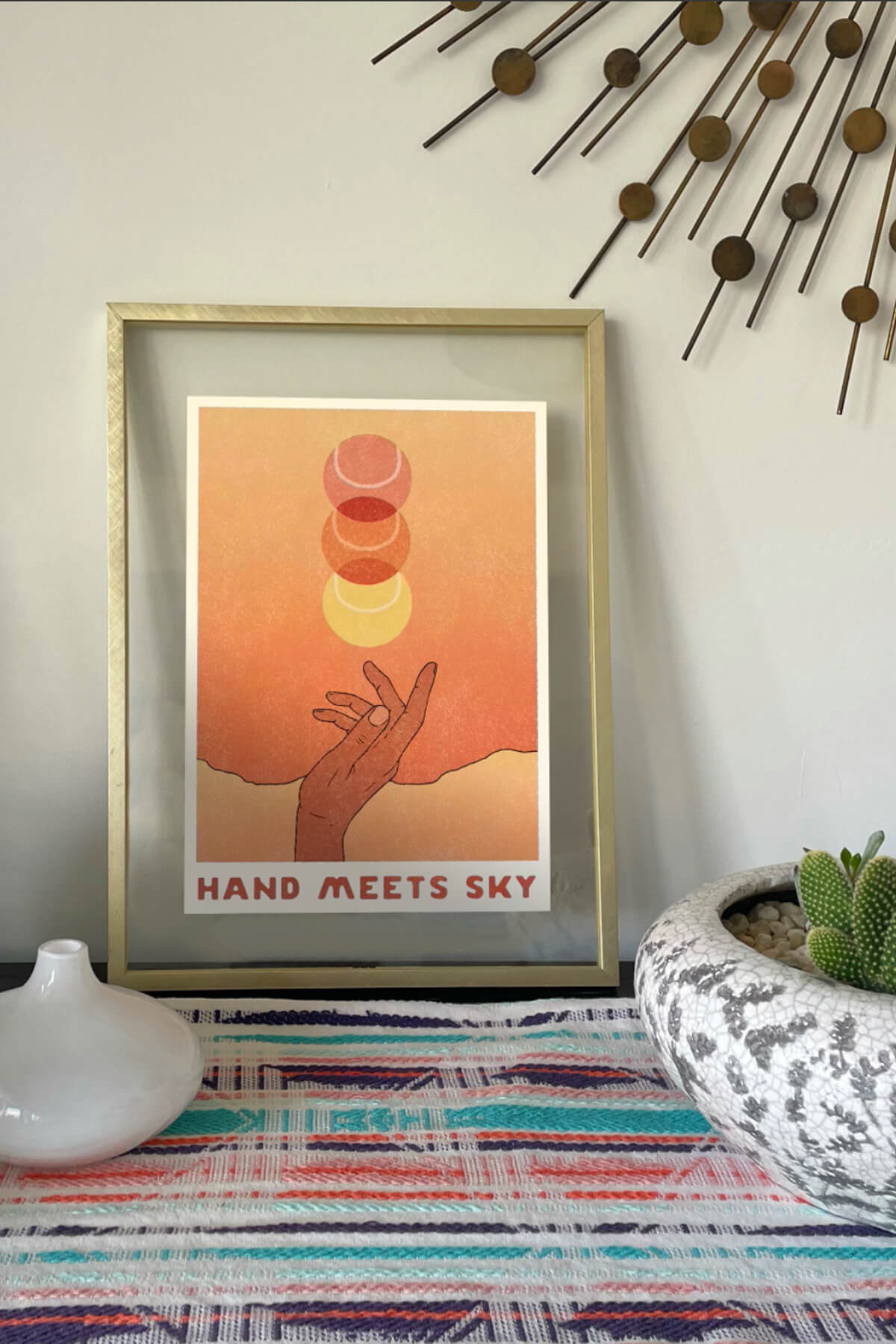 Hand Meets Sky Art Poster