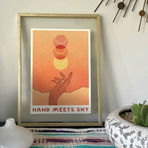 Hand Meets Sky Tennis landscape artist print sold by Ace the Moon Premium tennis brand Los Angeles