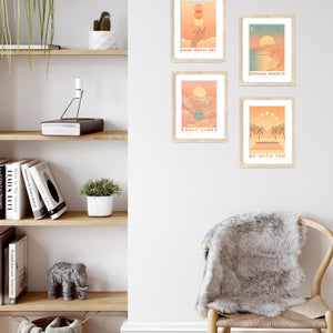 Serving Sunsets Tennis landscape Boho beach art artist print sold by Ace the Moon Premium tennis brand Los Angeles